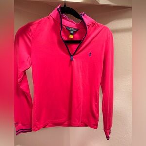 Polo Ralph Lauren Kids Quarter-Zip Activewear Pullover - Pink - L (12-14) - EUC